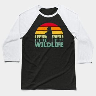 WILDLIFE Bear - Palm Tree - Retro Vintage Sunset Baseball T-Shirt